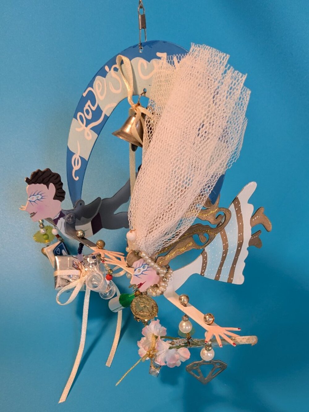 Karen Rossi Fanciful Flights Bride Groom Love's Aloft Wedding Mobile Ornament
